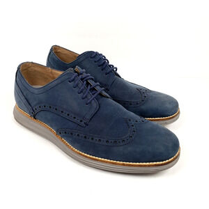 Cole Haan Grand OS Mens Size 8.5 Blue Leather Wingtip Oxford Shoes C26473
